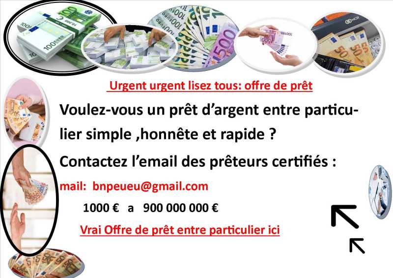 OFFRE DE PRÊT ENTRE PARTICULIER  transparent  et rapide  -bnpeueu@gmail.com