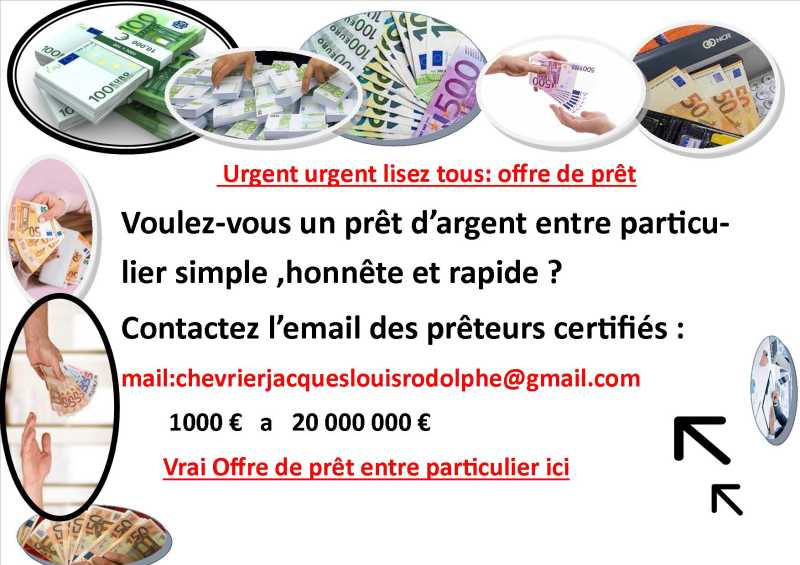 Sans frais offre de prêt entre particulier ; ✅  chevrierjacqueslouisrodolphe@gmail.com  ✅,